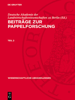 cover image of Beiträge zur Pappelforschung. Teil 2